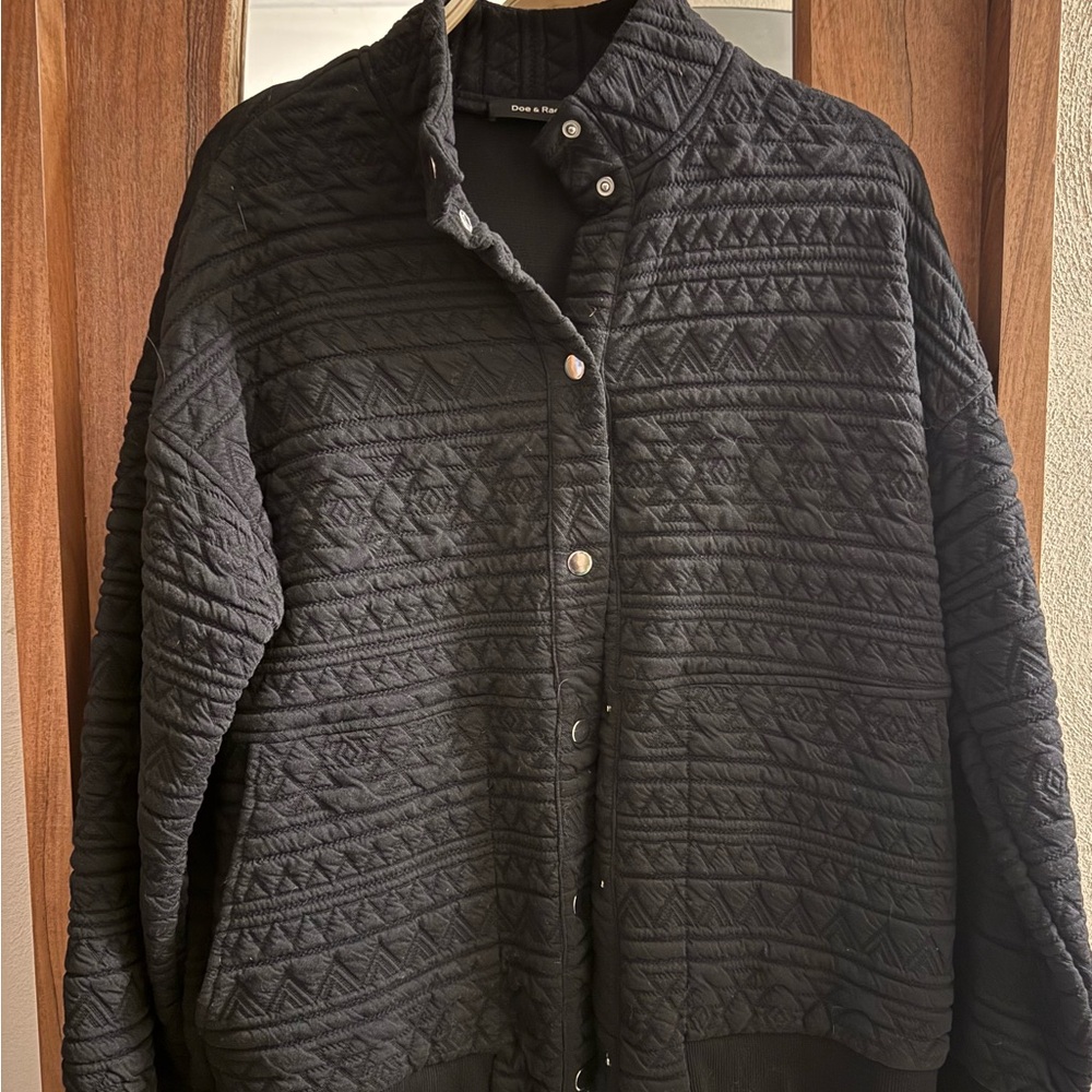 Doe & Rae - Black Quilted Button Down Shacket